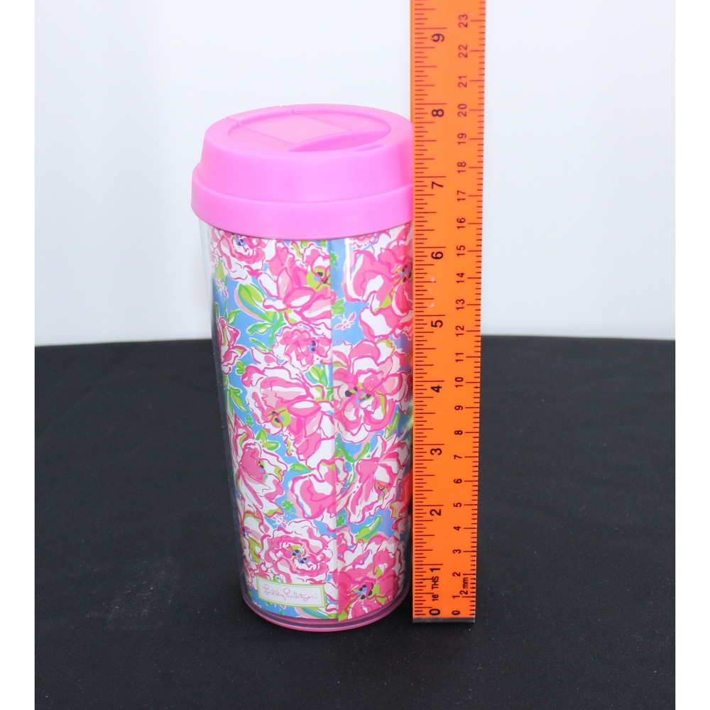 Lilly Pulitzer Floral Travel Tumbler Pink Blue 16oz Insulated Acrylic Coffee Mug - Picture 7 of 7